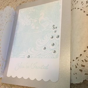 Handmade You’re Invited Peacock invitations